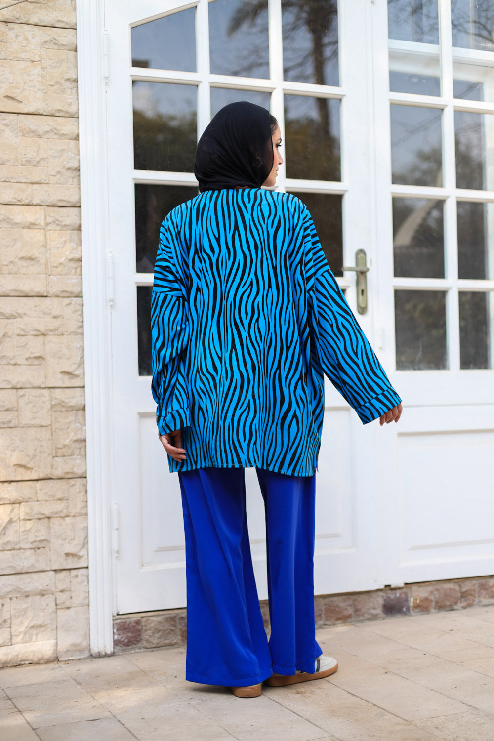Blue wide leg pants