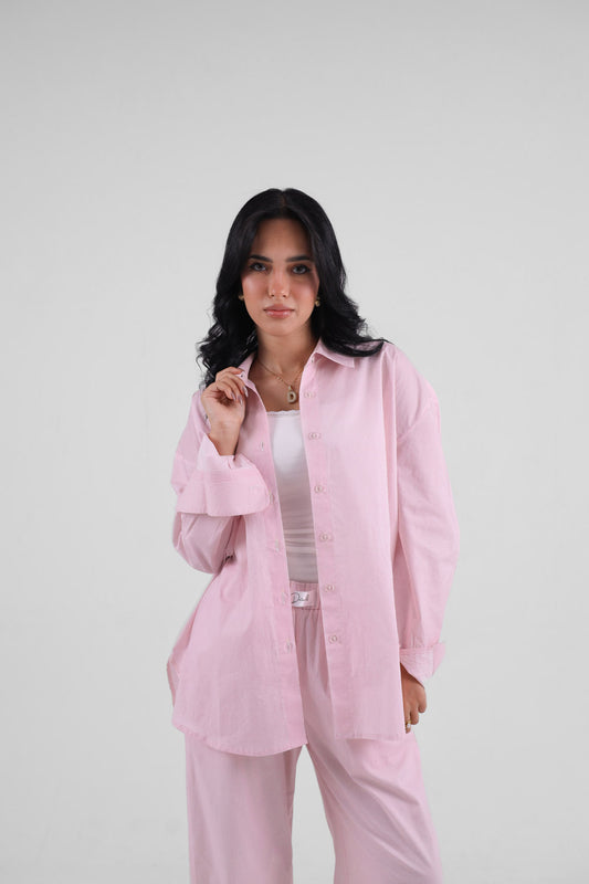 Every day striped powder pink poplin shirt