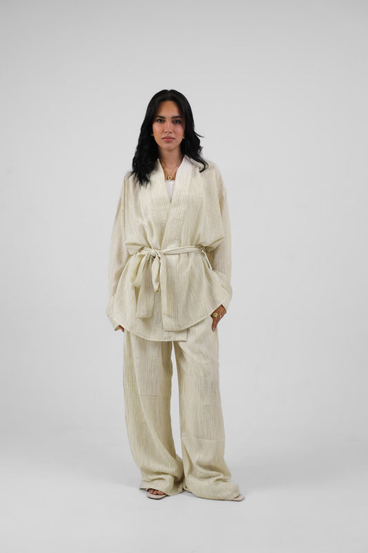 Essentials beige linen cardigan