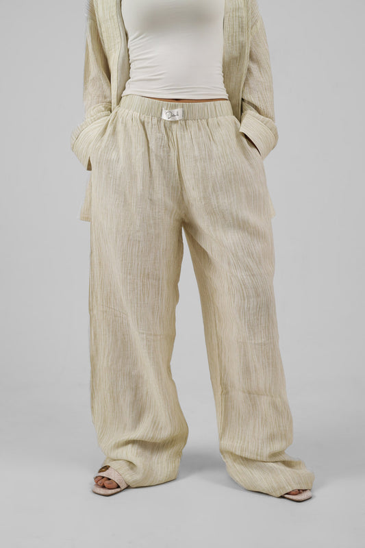 Essentials  beige linen layered pant