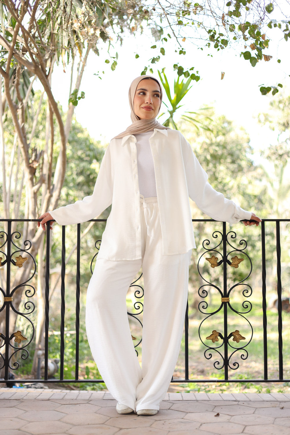 linen layered  white pants