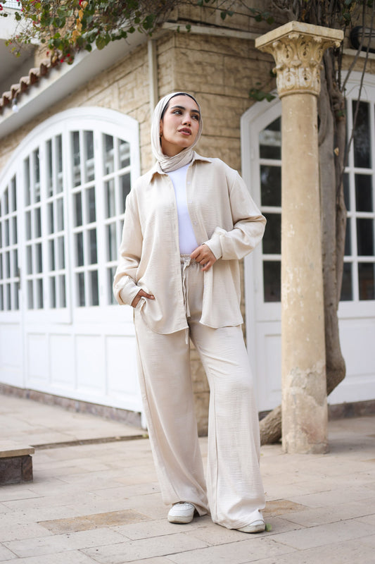 Beige linen pants