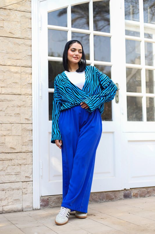 Blue wide leg pants