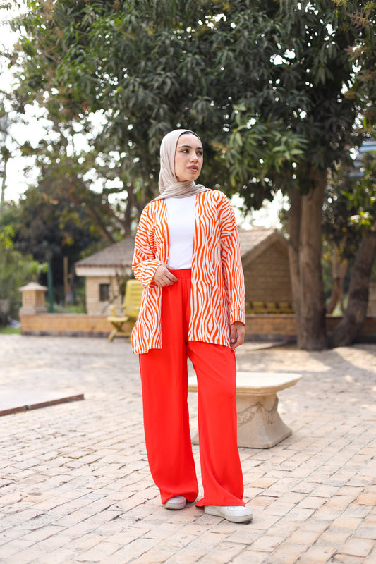 Zebra printed orange cardigan