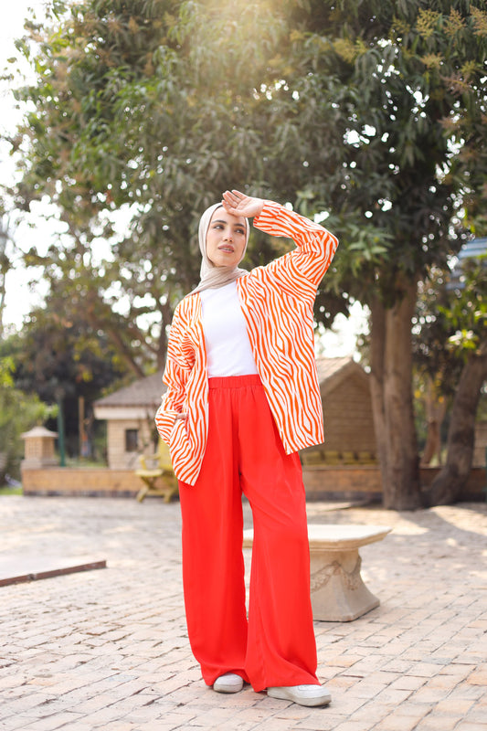 orange wide leg pants